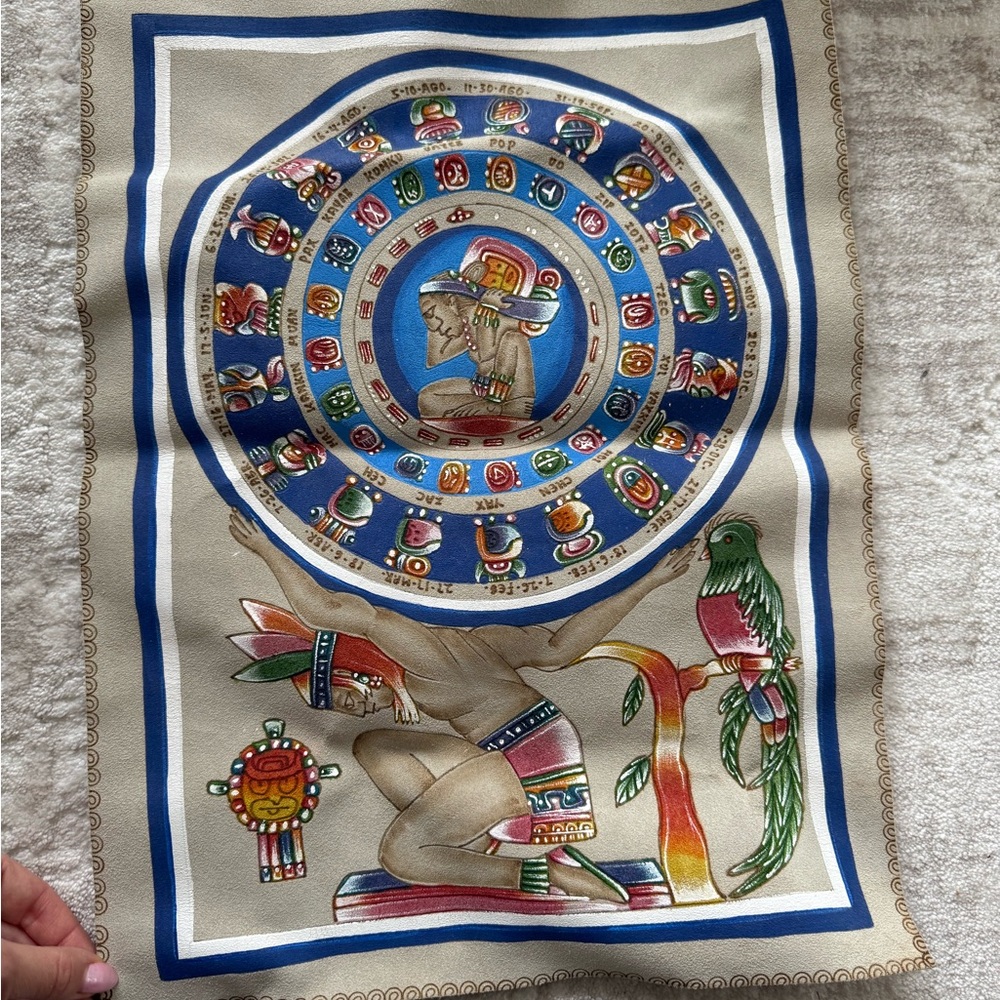 Hand crafted Leather Mayan Calendar Wall Tapestry